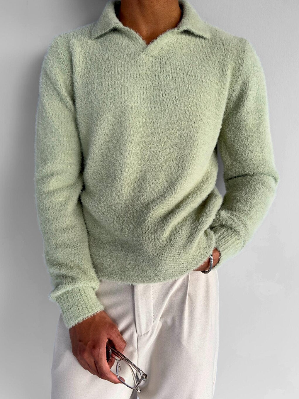 Oversize Collared Sweater Green