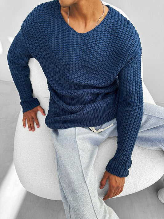 Oversize V-Neck Sweater Indigo