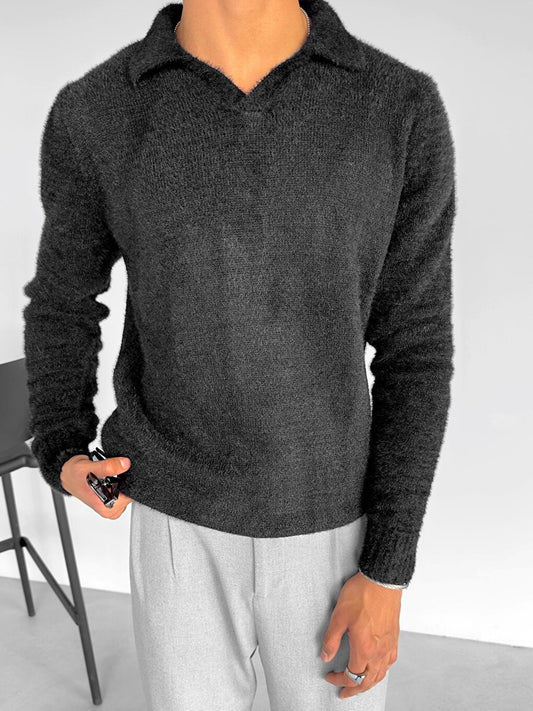 Oversize Collared Sweater Black