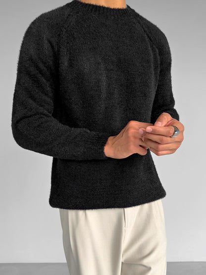 Oversize Soft Textured Sweater Black