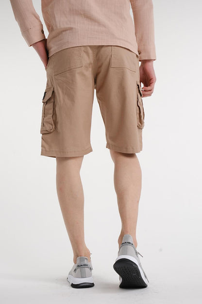 Cotton Linen Comfort Men's Cargo Pocket Bermuda Capri