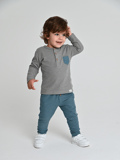 Crew Neck Long Sleeve Baby Boy 2 Piece Set