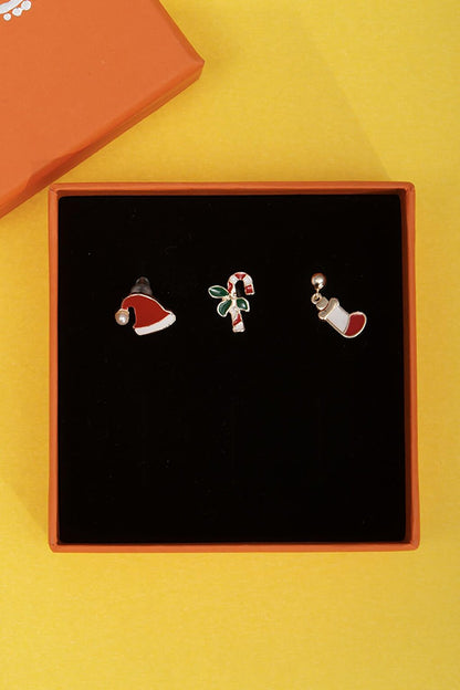 Set of 3 New Year's Figure Stud Earrings