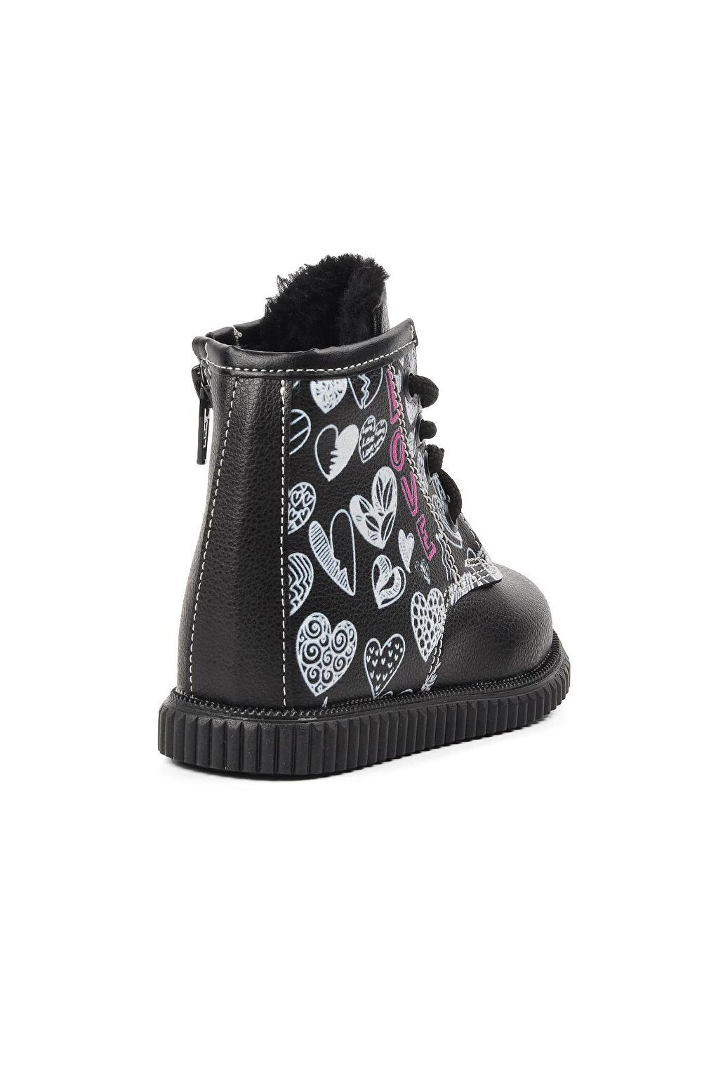 Arz 2301005-B Black Patterned Shearling Children's Boots