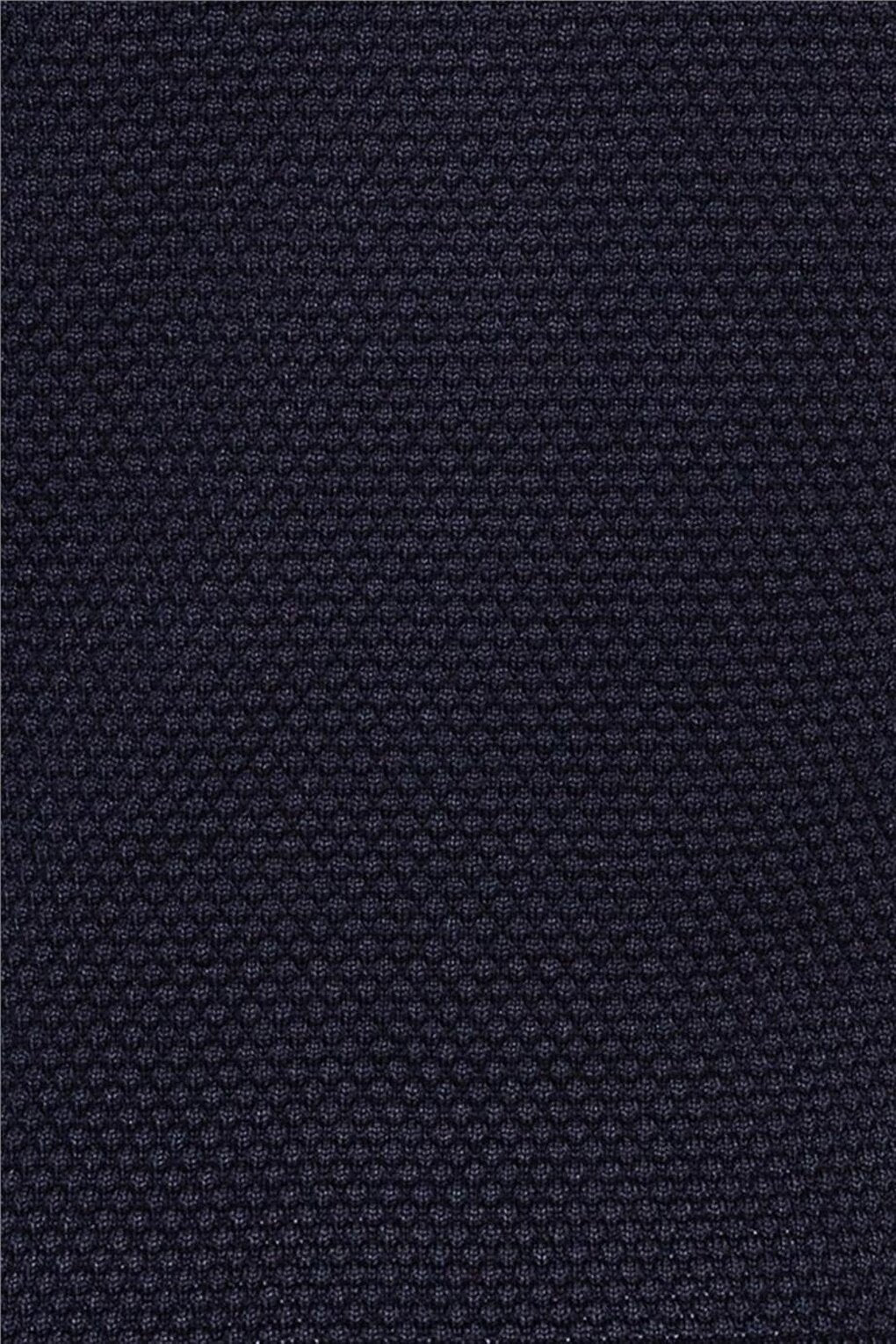 Slim Fit Crew Neck Honeycomb Patterned Men's Navy Blue Sweater