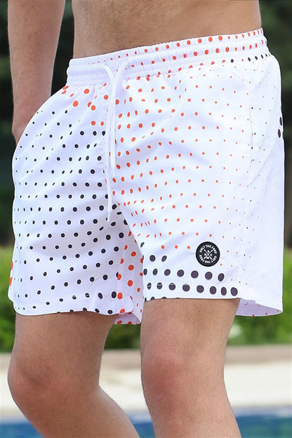 Dot Patterned White Swim Shorts 2950