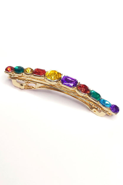 Colored Stone Gold Automatic Hair Clip