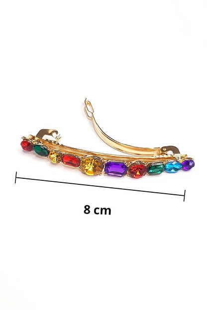 Colored Stone Gold Automatic Hair Clip