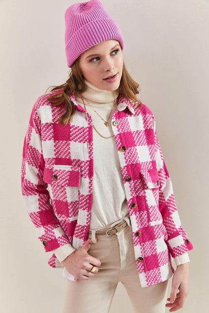 Women's Plaid Patterned Double Pocket Lumberjack Shirt