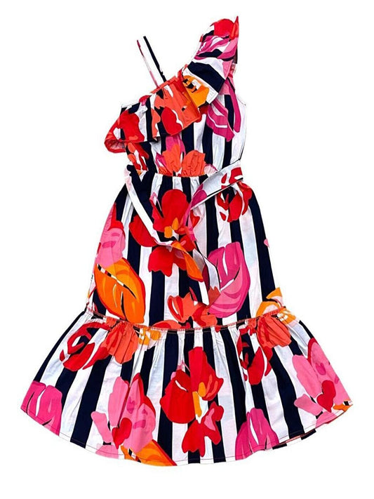 Girl's Colorful Patterned Woven Seasonal Dress