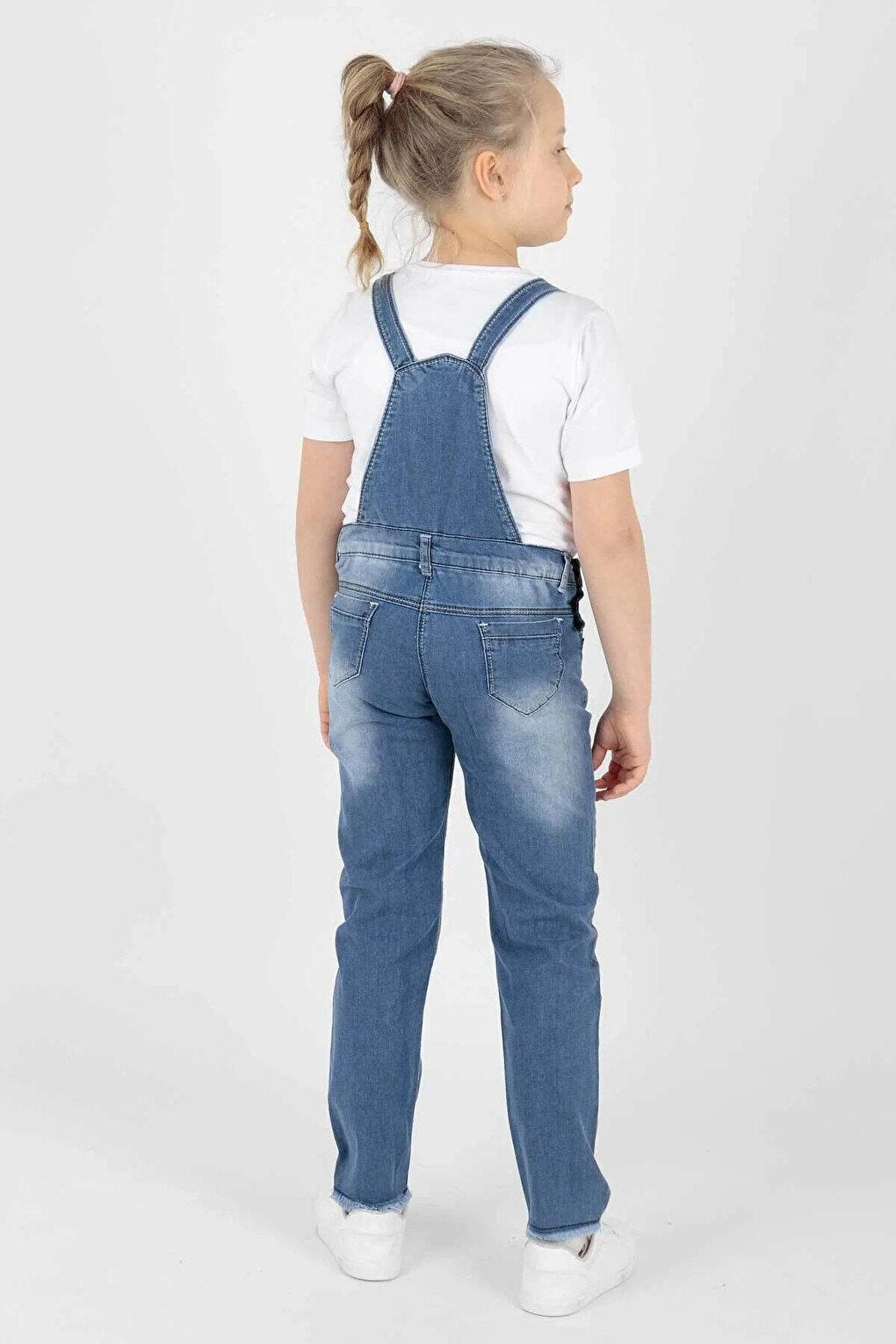 AK510506 Girl's Sequined Frayed Gardener Overalls