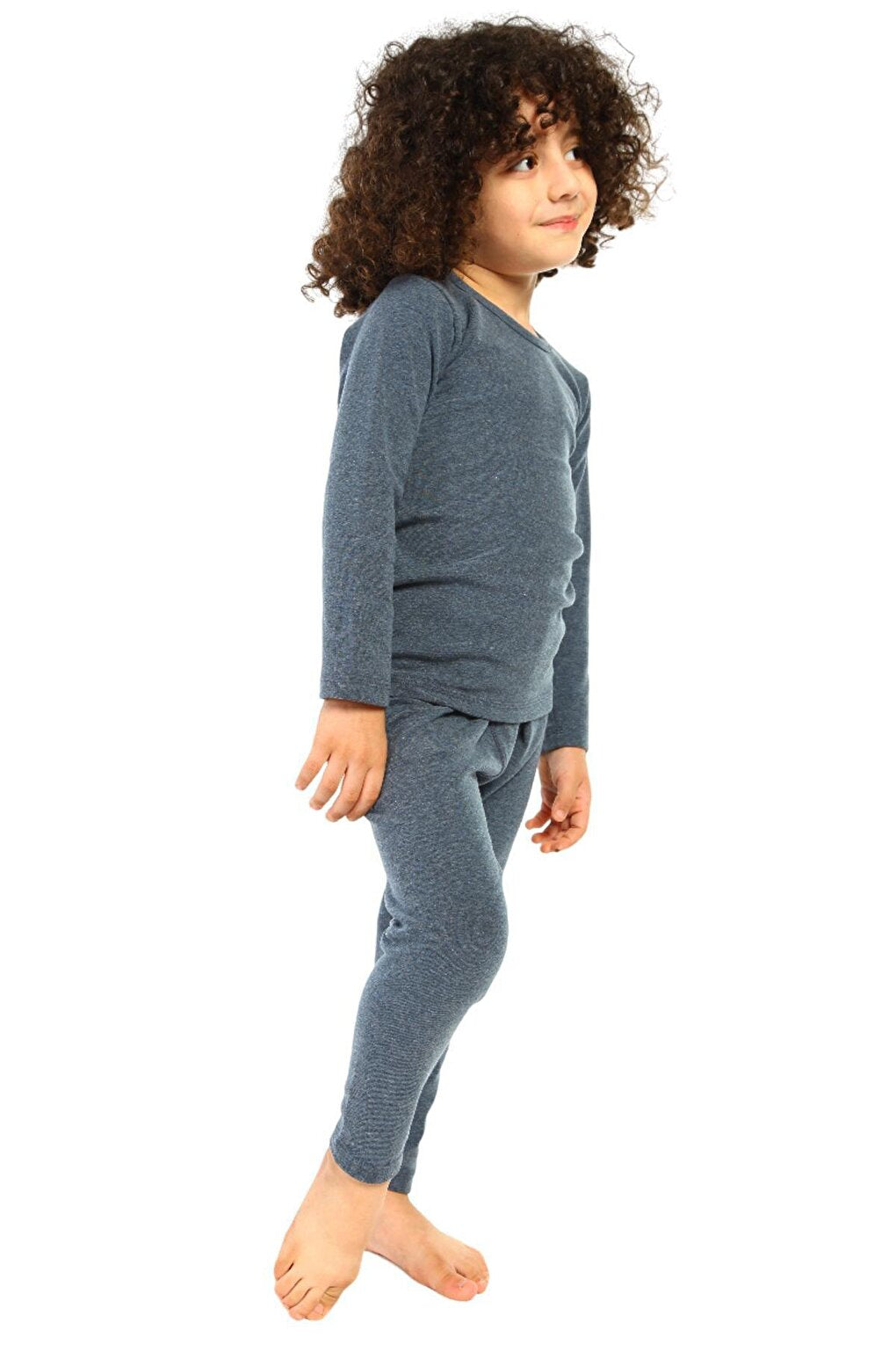 Boy's Long Sleeve Thermal Underwear Set Indigo Melange 8390