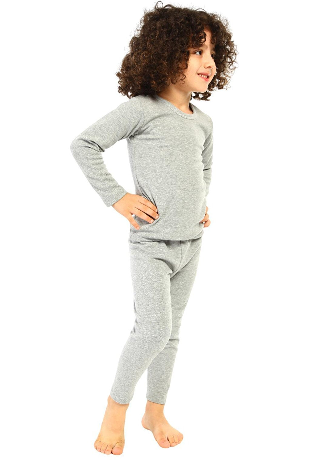 Boy's Long Sleeve Thermal Underwear Set Gray Melange 8390