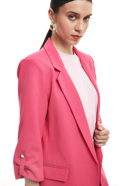 Double Sleeve Blazer Jacket Fuchsia