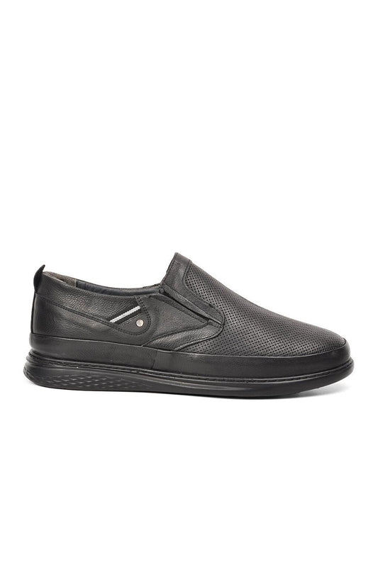 001 Black Genuine Leather Large Size Men's Casual Shoes