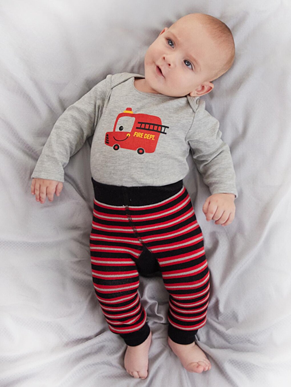 Firefighter Baby Boy Body Tights-Pants Set