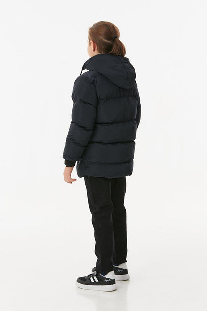 Hooded Boy's Coat with Zipper Pocket