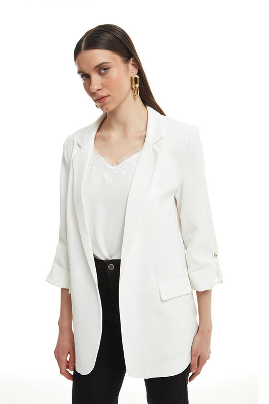 Double Sleeve Blazer Jacket Ecru