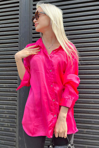 Fuchsia Basic Women's Satin Shirt MG1326