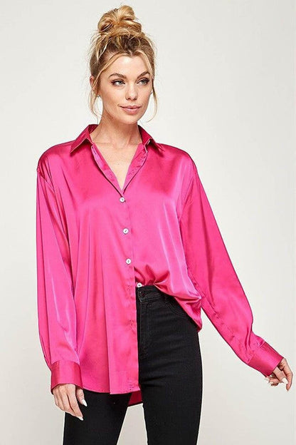 Fuchsia Basic Women's Satin Shirt MG1326