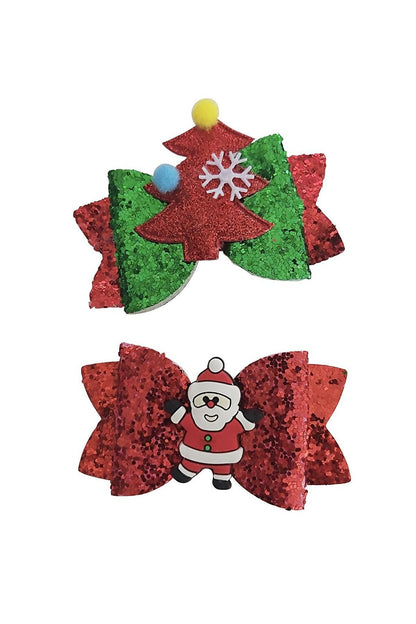 Christmas Santa Claus Themed Glittery Red Pencil Girls' Buckle 2 Pack