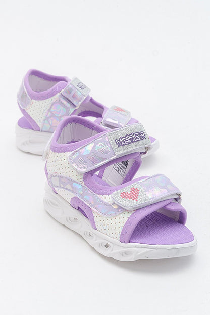 Girl's White-Lilac Luminous Anatomical Lightweight Sports Sandals