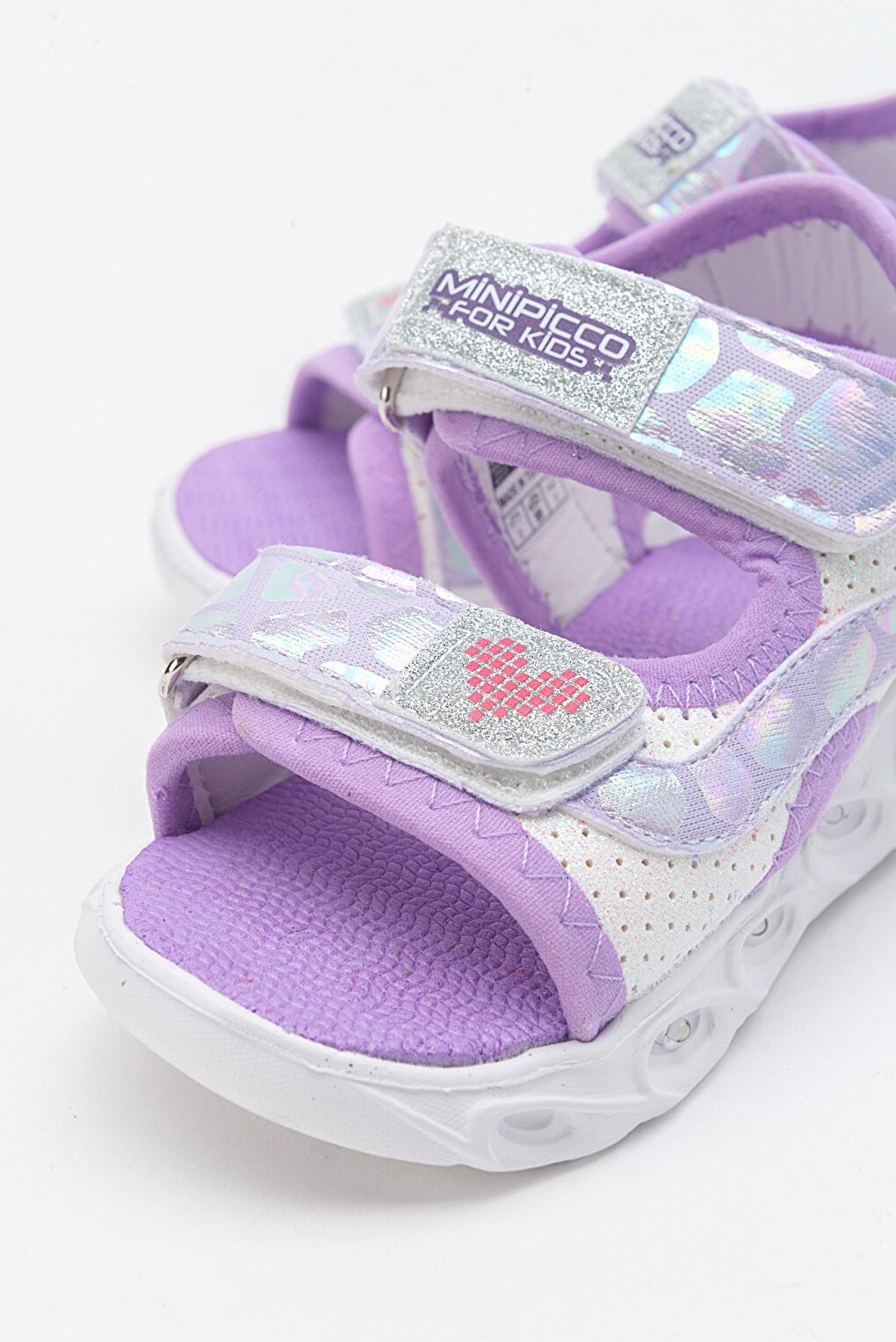 Girl's White-Lilac Luminous Anatomical Lightweight Sports Sandals