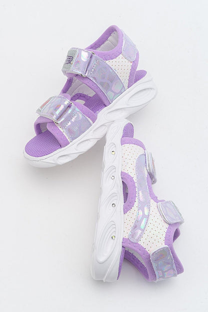 Girl's White-Lilac Luminous Anatomical Lightweight Sports Sandals