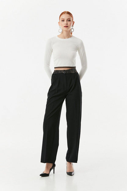 Elastic Waist Palazzo Trousers