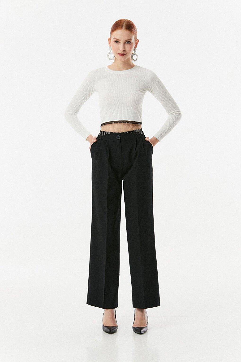 Elastic Waist Palazzo Trousers