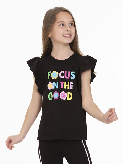 Focus Printed Ruffle T-Shirt