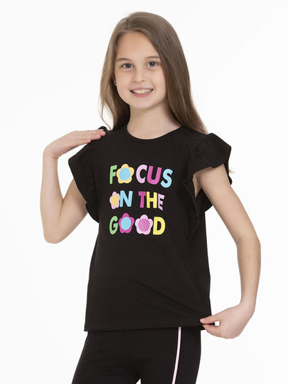 Focus Printed Ruffle T-Shirt