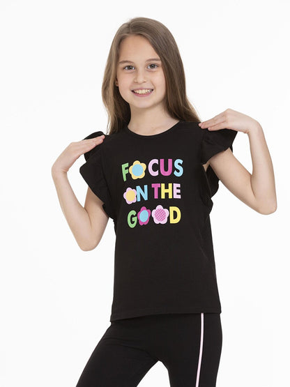 Focus Printed Ruffle T-Shirt