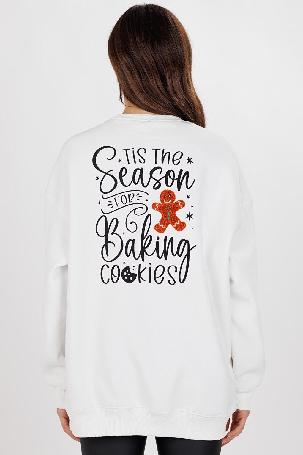 Women Ecru Front Back Cookie Man Suzeneli Crew Neck Sweat