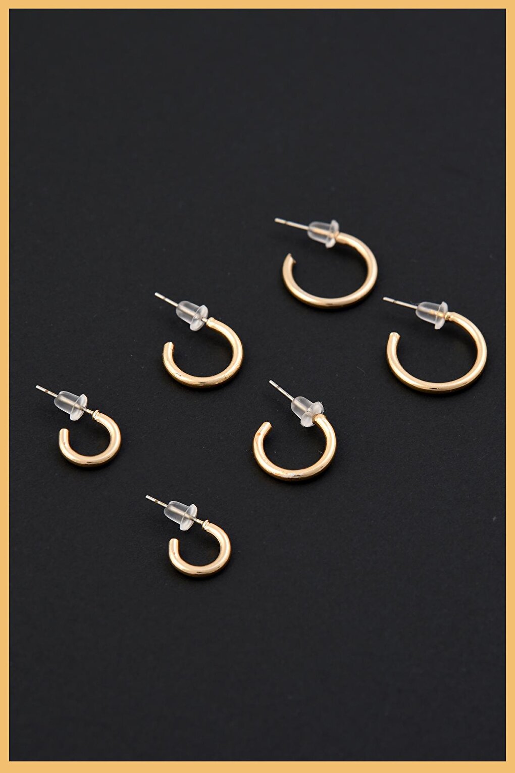 Women's Gold Set of 6 Thin Hoop Earrings