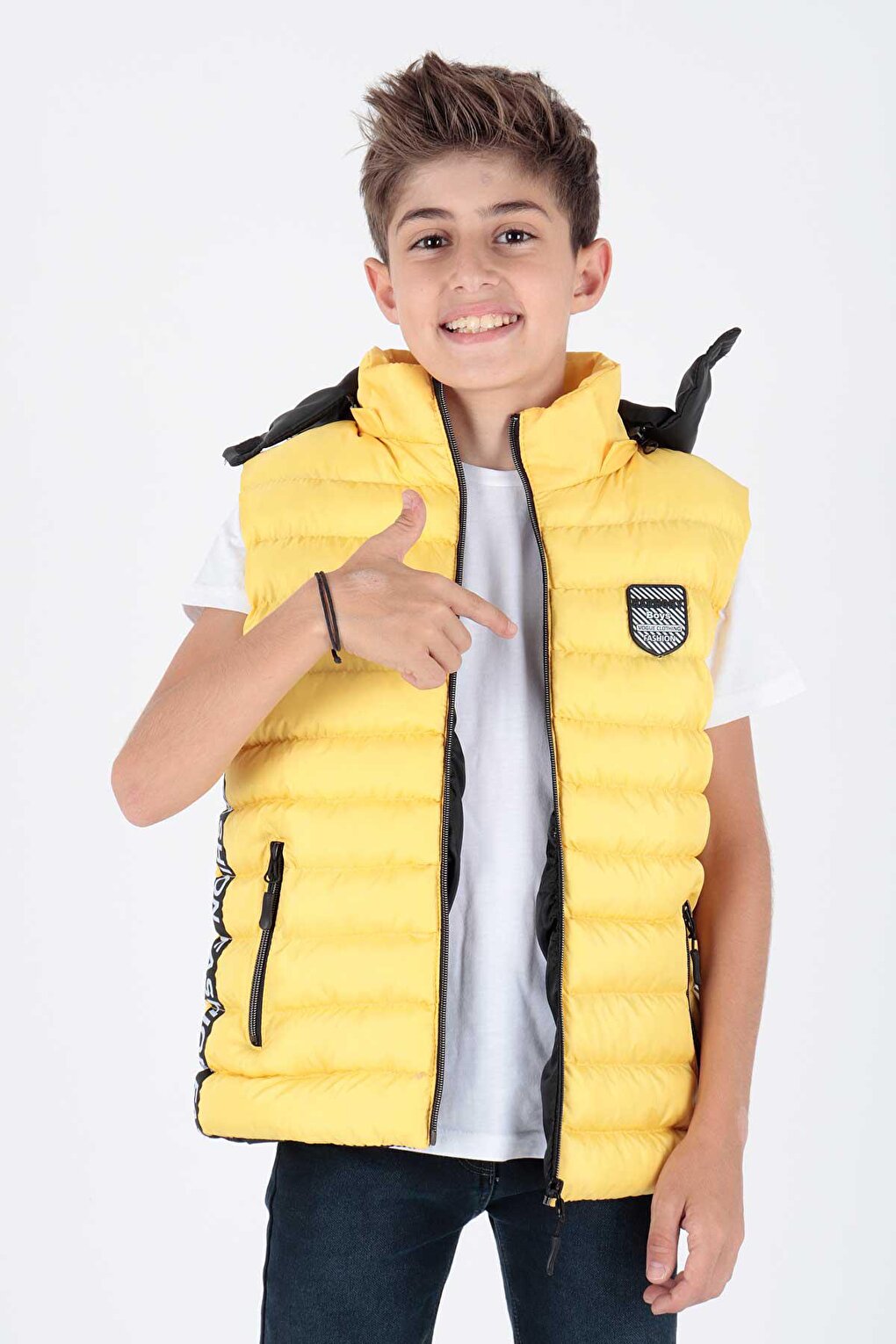 Boy's Fashion Trend Inflatable Hooded Striped Vest Ak213839