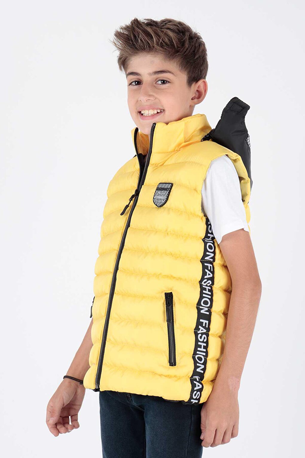 Boy's Fashion Trend Inflatable Hooded Striped Vest Ak213839