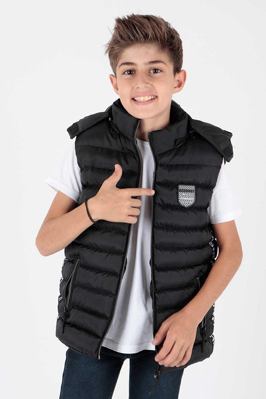 Boy's Fashion Trend Inflatable Hooded Striped Vest Ak213839