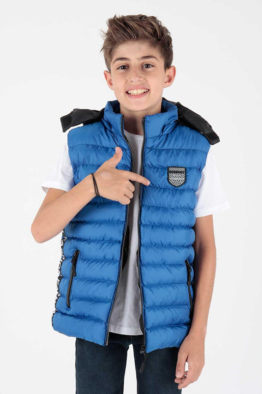 Boy's Fashion Trend Inflatable Hooded Striped Vest Ak213839