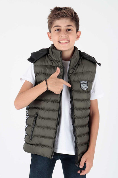 Boy's Fashion Trend Inflatable Hooded Striped Vest Ak213839