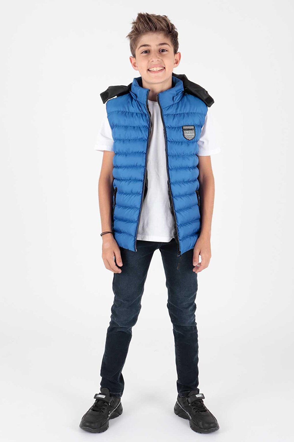 Boy's Fashion Trend Inflatable Hooded Striped Vest Ak213839