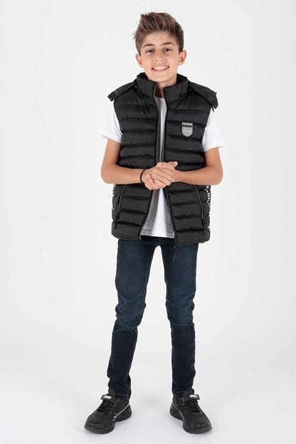 Boy's Fashion Trend Inflatable Hooded Striped Vest Ak213839