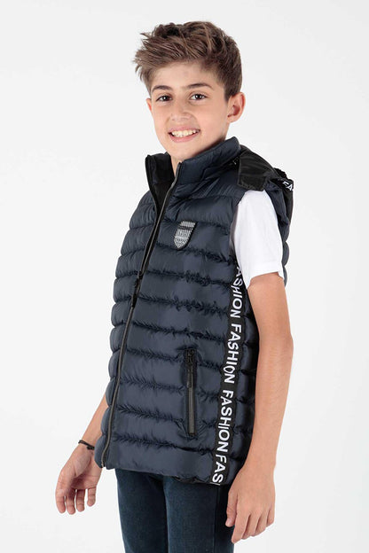 Boy's Fashion Trend Inflatable Hooded Striped Vest Ak213839