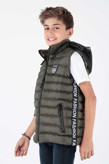 Boy's Fashion Trend Inflatable Hooded Striped Vest Ak213839