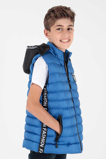 Boy's Fashion Trend Inflatable Hooded Striped Vest Ak213839