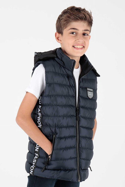 Boy's Fashion Trend Inflatable Hooded Striped Vest Ak213839