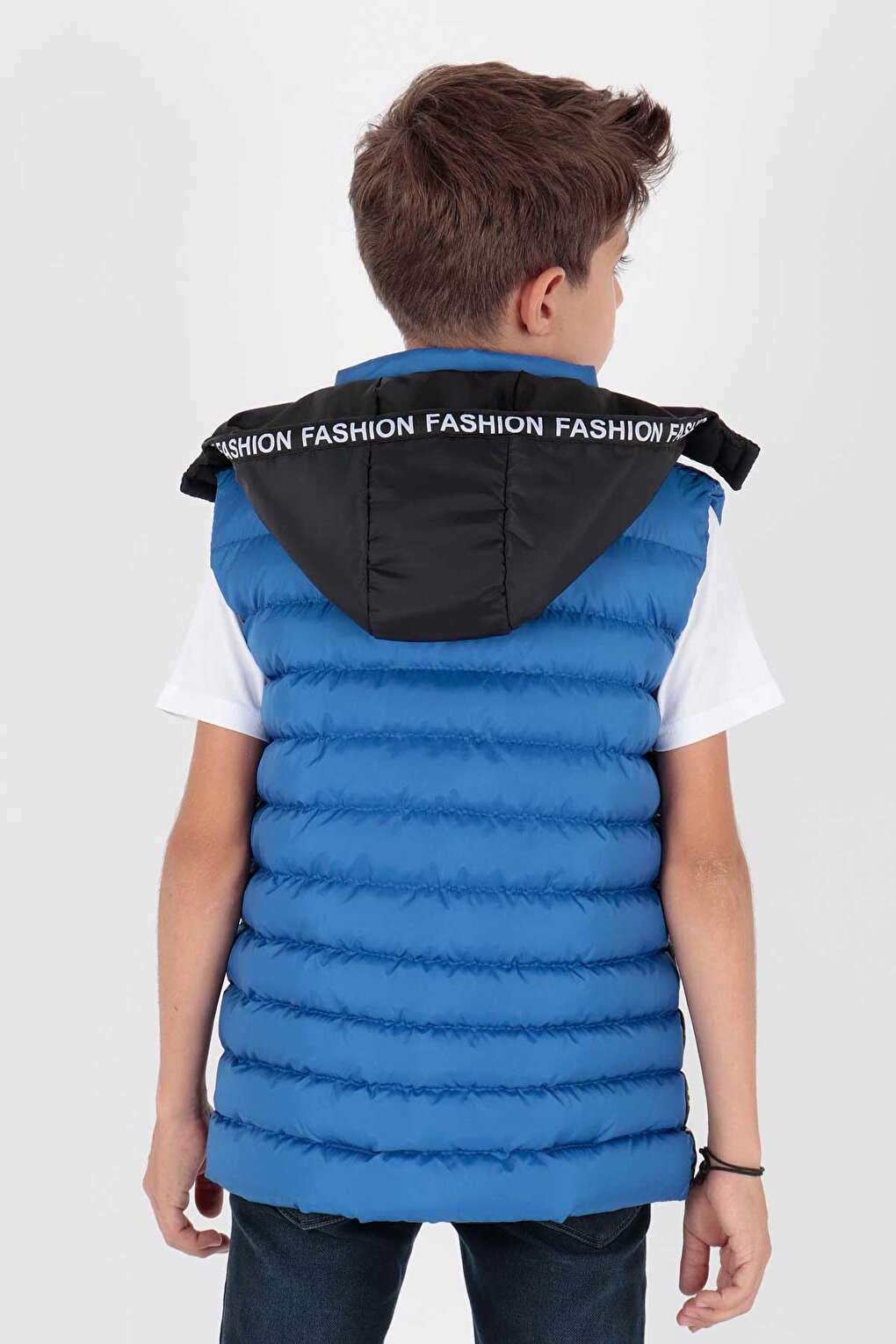 Boy's Fashion Trend Inflatable Hooded Striped Vest Ak213839