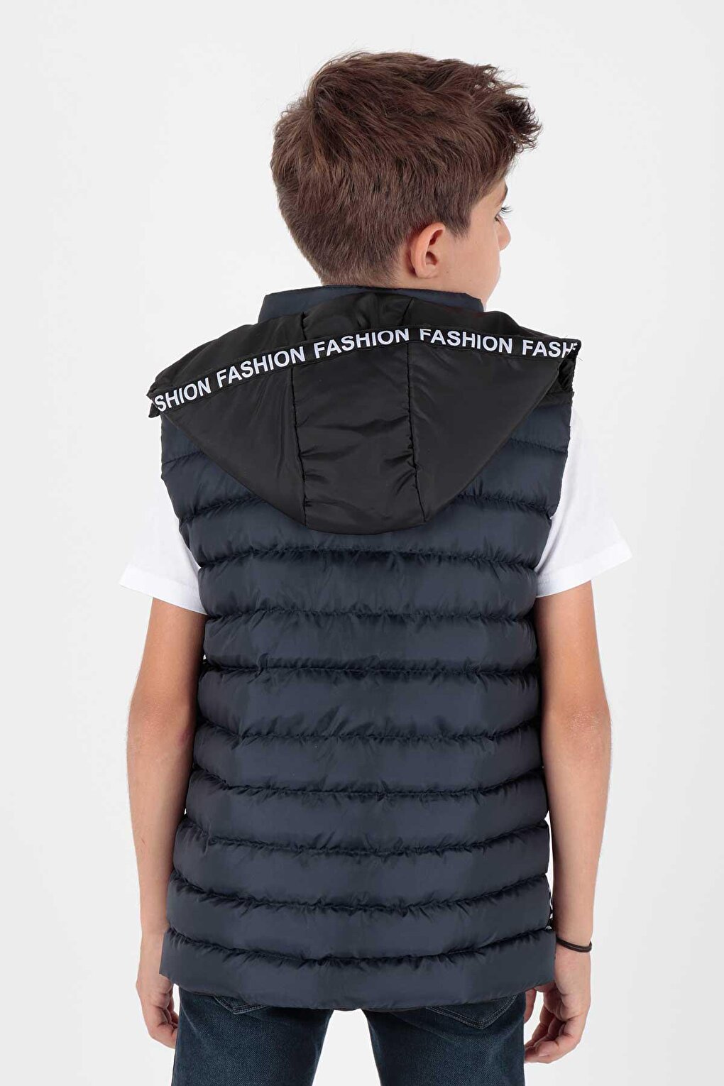 Boy's Fashion Trend Inflatable Hooded Striped Vest Ak213839