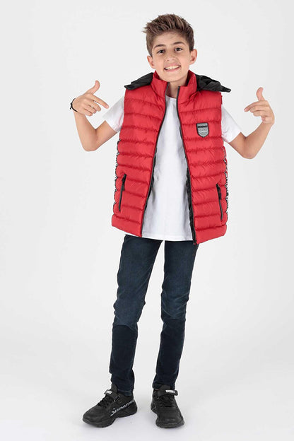 Boy's Fashion Trend Inflatable Hooded Striped Vest Ak213839