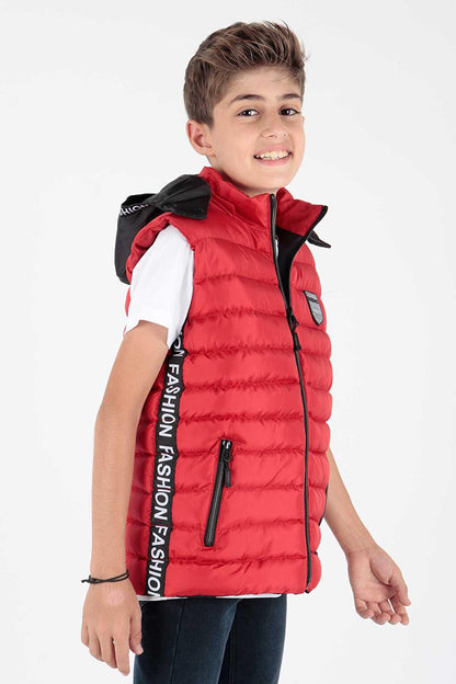 Boy's Fashion Trend Inflatable Hooded Striped Vest Ak213839